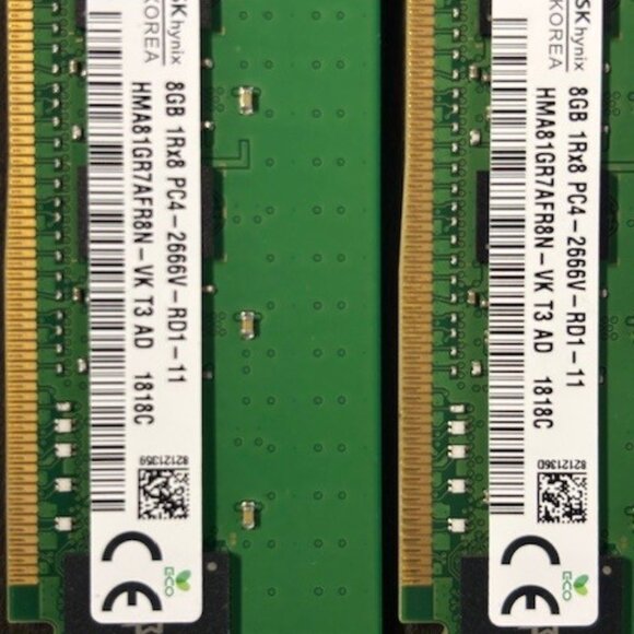 2x SK Hynix 8GB 1Rx8 Desktop RAM PC4-2666V-RD1-11 HMA81GR7AFR8N-VK DDR4 - Picture 3 of 3